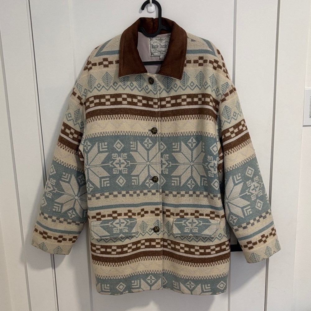 Vintage Wool Blend Button-Up Coat